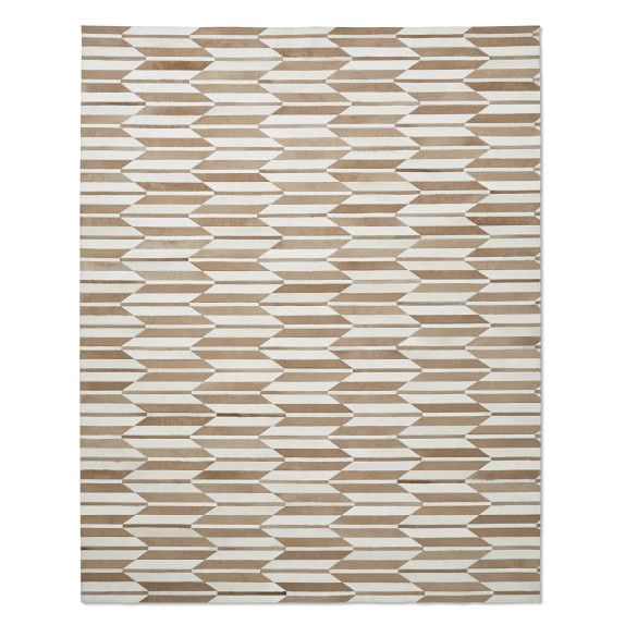 Emmett Pieced Hide Rug, 6x9', Tan/Ivory