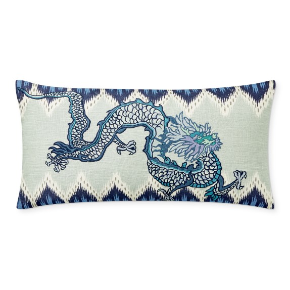 Blue Schumacher Chiang Mai Dragon Lumbar Pillow Williams Sonoma