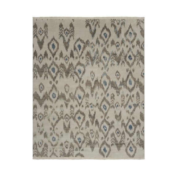 Luke Irwin, Ikat Kirana Hand Knotted Rug, 6x9', Glacier Blue
