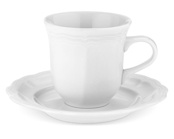 Pillivuyt Queen Anne Porcelain Cups & Saucers, Set of 4