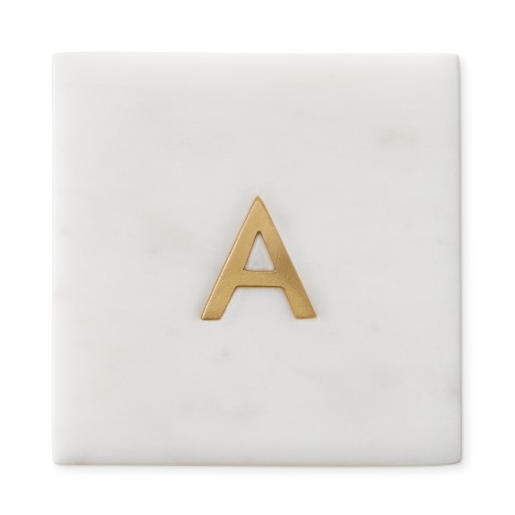 Marble Brass Monogram Drink Coasters Set Of 4 Williams Sonoma