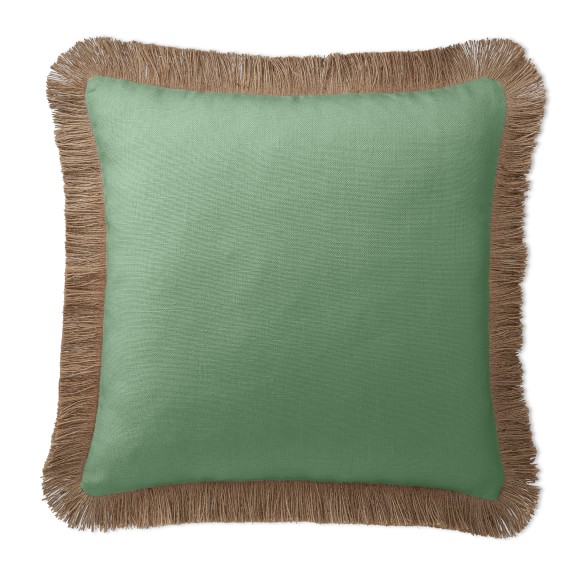 AERIN Jute Fringe Linen Pillow Cover, 22