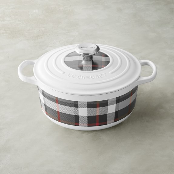 Le Creuset Signature Cast-Iron Round Dutch Oven, 4 1/2-Qt., Black & White Tartan