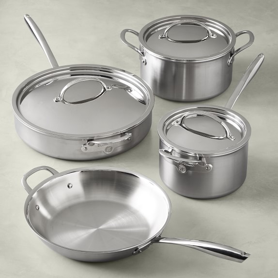 Williams Sonoma Signature Thermo-Clad™ Brushed Stainless-Steel 7-Piece Cookware Set