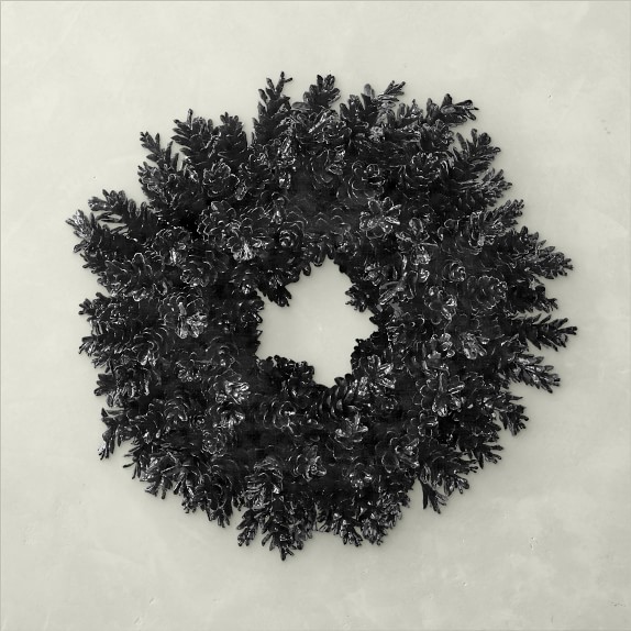Black Halloween Pinecone Wreath, 18