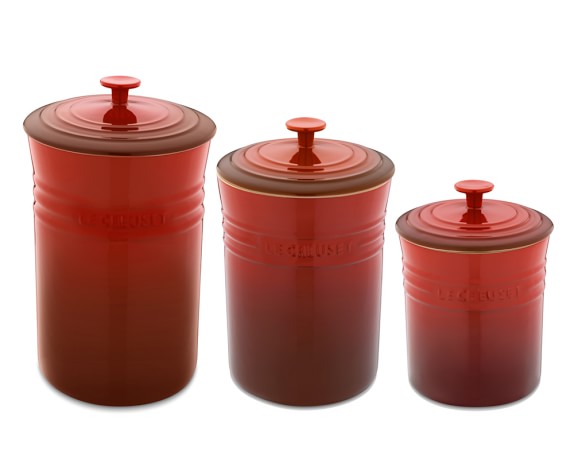 Le Creuset Enameled Stoneware Canisters Kitchen Counter
