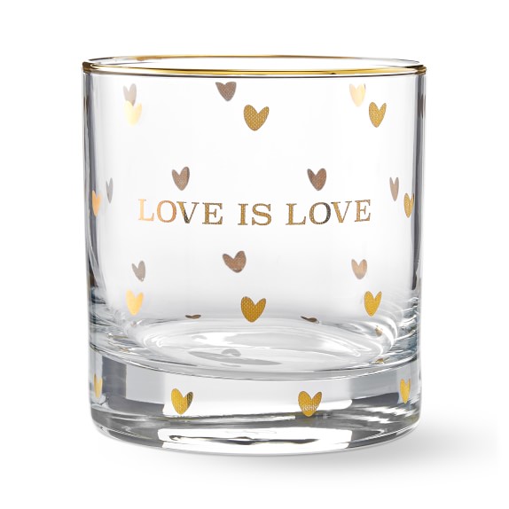 Gold Double Old-Fashioned Glass, Love is Love