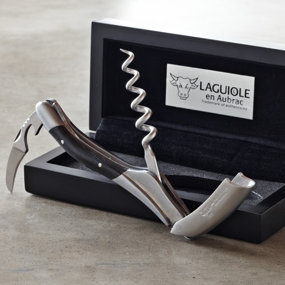 Laguiole En Aubrac Waiters Corkscrew Wine Opener, Ebony