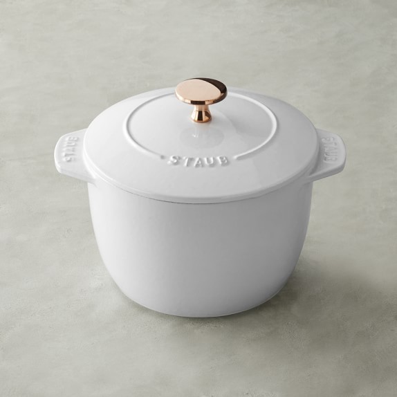 Staub Cast-Iron Petite Oven with Copper Knob, 1 1/2 Qt., White