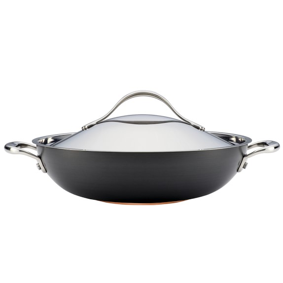 Anolon Nouvelle Copper Hard-Anodized Covered Wok with Handles, 12