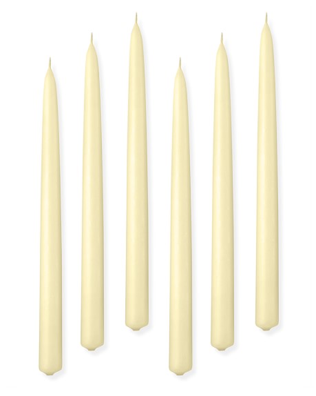 Colored Taper Candles, Set of 6, Ivory