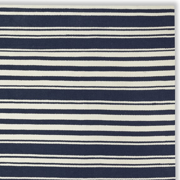 Riviera Stripe Indoor/Outdoor Rug Swatch, Dress Blue/Egret