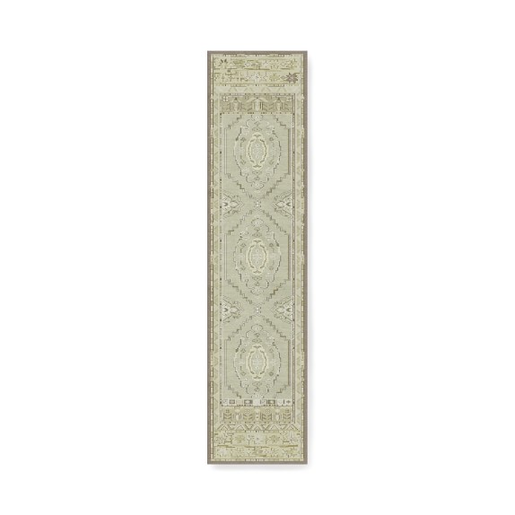 Made to Order Hand Knotted Lustrous Stone Rug, 3x12', Neutral
