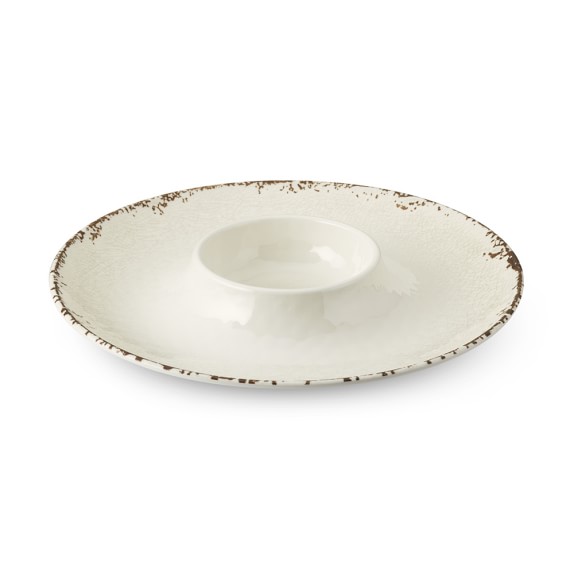 Rustic Outdoor Melamine Chip & Dip Platter, Ivory
