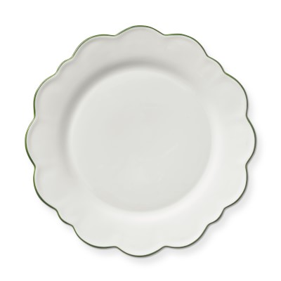 AERIN Scalloped Green Rim Dinner Plates