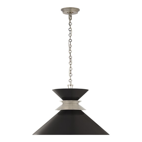 Alborg Antique Nickel Pendant with Matte Black Shade, Large