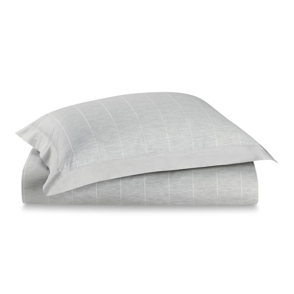 London Stripe Jacquard Sham, Euro, Grey