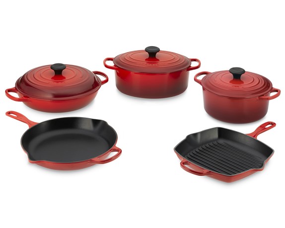 Le Creuset Signature Cast-Iron 8-Piece Cookware Set, Red