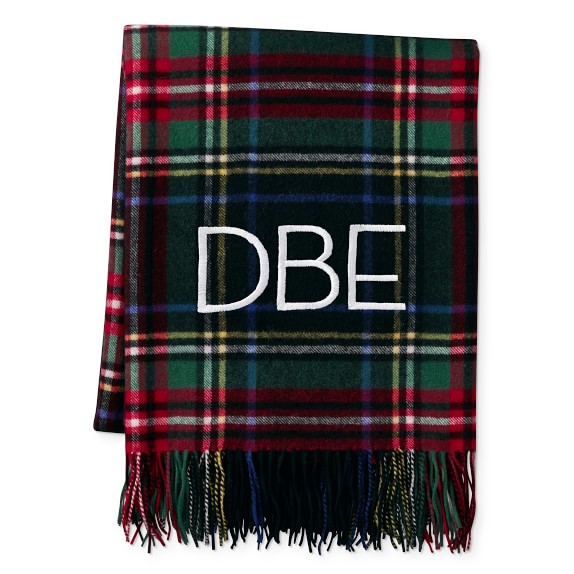 Williams Sonoma Novelty Patterned Jacquard Cashmere Throw, Classic Plaid, Black Stewart