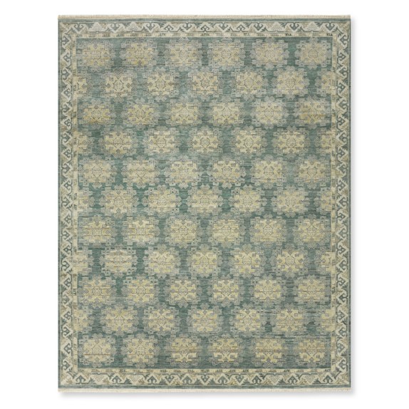 Karabagh Hand Knotted Rug, 6x9', Turquoise