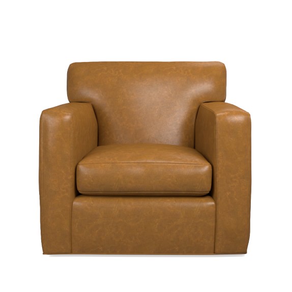 Clinton Swivel Chair Down Cushion Italian Distressed Leather