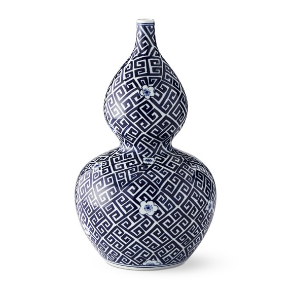 Greek Key and Cherry Blossom Ginger Jar, Gourd