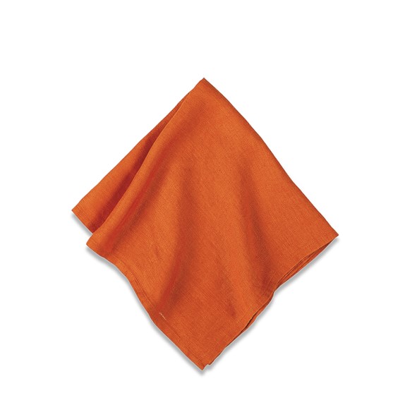 Washed Linen Napkins, Set of 4, Pumpkin Orange