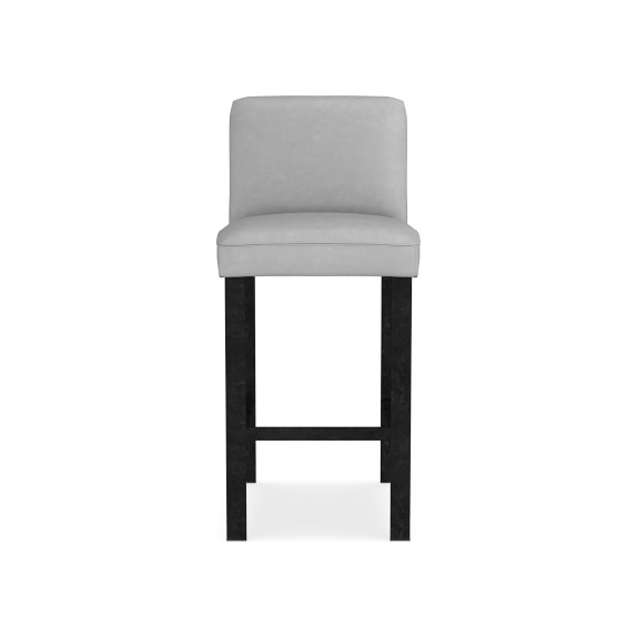 Mercer Dining Bar Stool, Milano Leather, Grey, Bronze