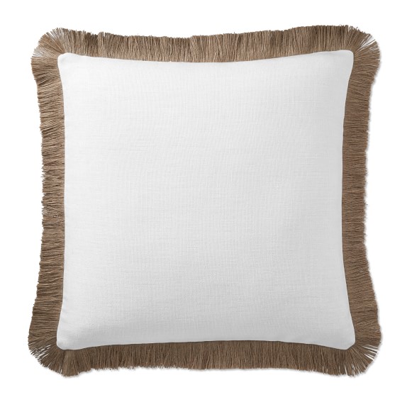 AERIN Jute Fringe Linen Pillow Cover, 22