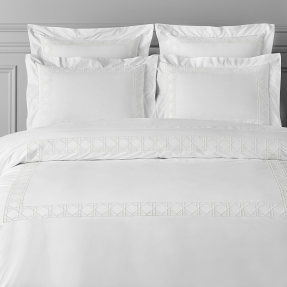 Chambers Cane Embroidery Duvet Cover King Cal King White