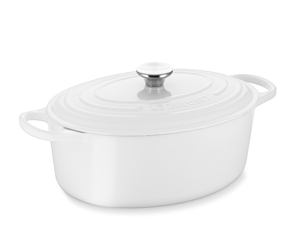Le Creuset Signature Cast-Iron Oval Dutch Oven, White, 6 3/4-Qt.