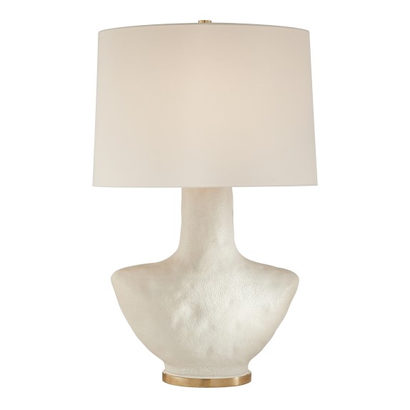Armato White Table Lamp with Linen Shade, Small