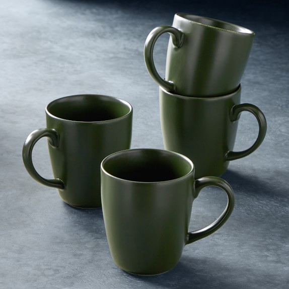 Open Kitchen by Williams Sonoma Matte Coupe Mugs, Set of 4, Green