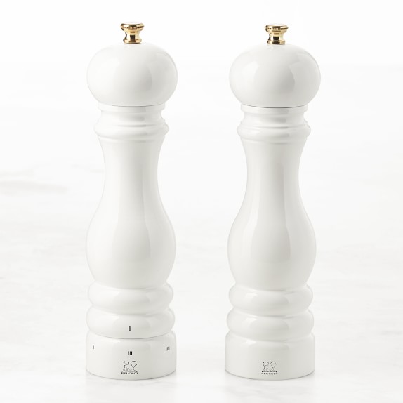 Peugeot Paris Classic White Lacquer Salt & Pepper Mill Set, Gold, 9