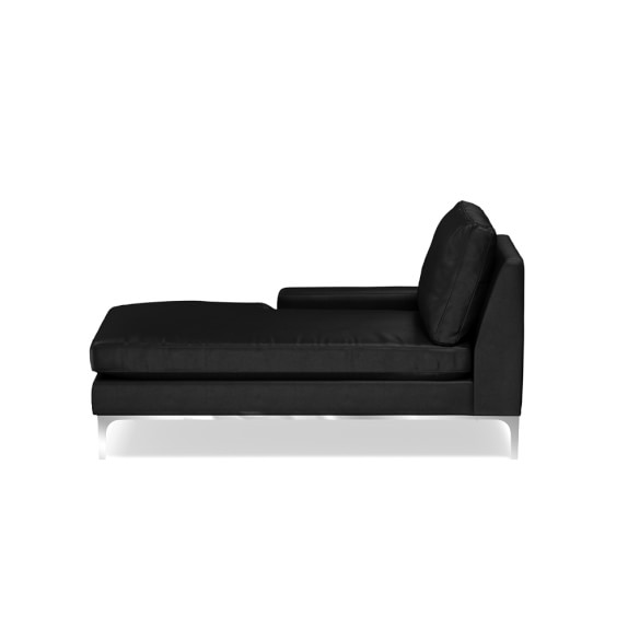 Lucca Sectional, Left One Arm Chaise, Standard Cushion, Classic Leather, Black