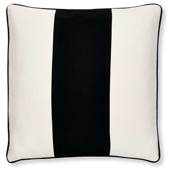 Sunbrella Wide Stripe Outdoor Pillow Cover Black Sunbrella Wide Stripe Outdoor Pillow Cover Black