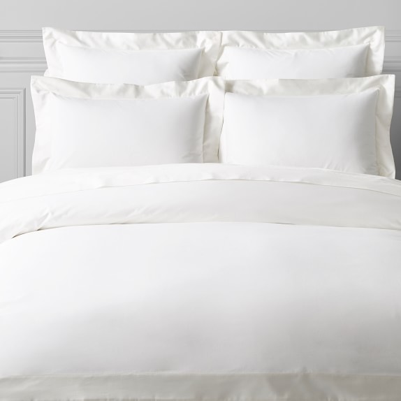 Chambers® Silk Cotton Border Duvet Cover, Full/Queen, White