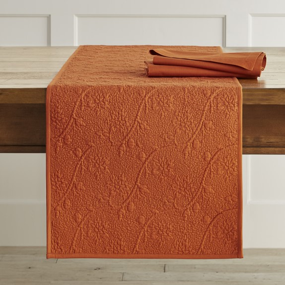 Vine Floral Boutis Table Runner, Rust