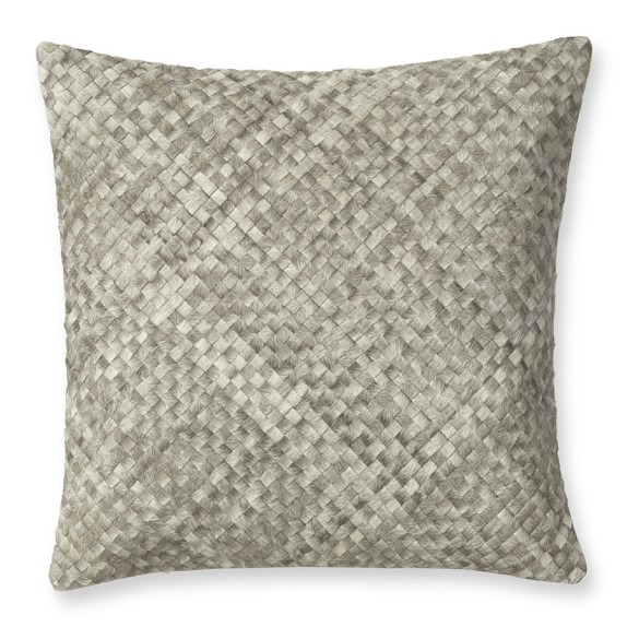 Woven Leather Hide Pillow Cover, 22