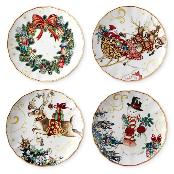 Twas the Night Before Christmas Salad Plates, Set of 4, Mixed