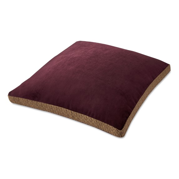Velvet Pillow Cover with Greek Key Trim, 22