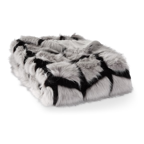 Chevron Wolf Faux Fur Throw, 50