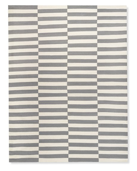 Broken Stripe Flatweave Rug, 9x12', Gray