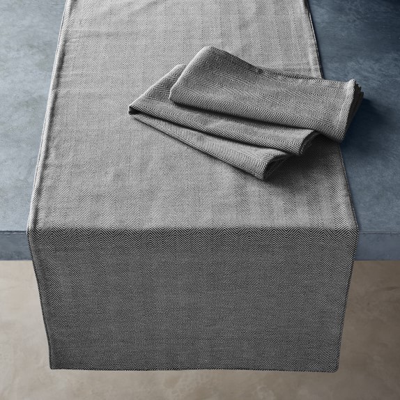 Open Kitchen by Williams Sonoma Herringbone Table Runner, Black & White