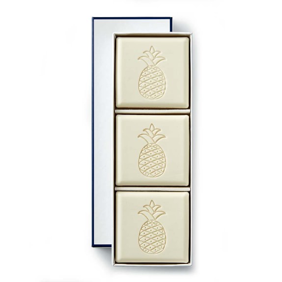 Pineapple Soaps Set of 3, Aqua Mineral, Square