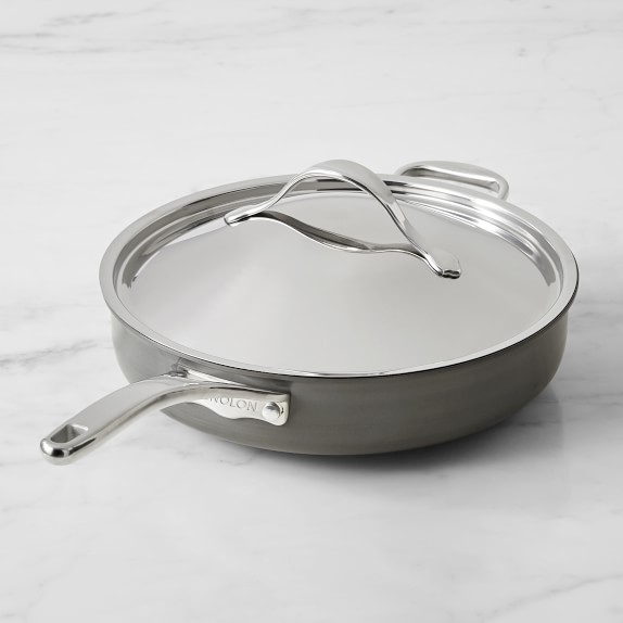 Anolon Nouvelle Copper Hard-Anodized Covered Sauté Pan with Helper Handle, 5-Qt.