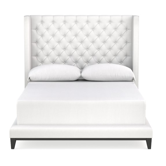 Presidio Tall Tufted Bed, Queen, Brushed Canvas, White