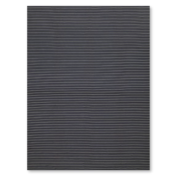 Mini Stripe Flatweave Rug, 6x9', Black