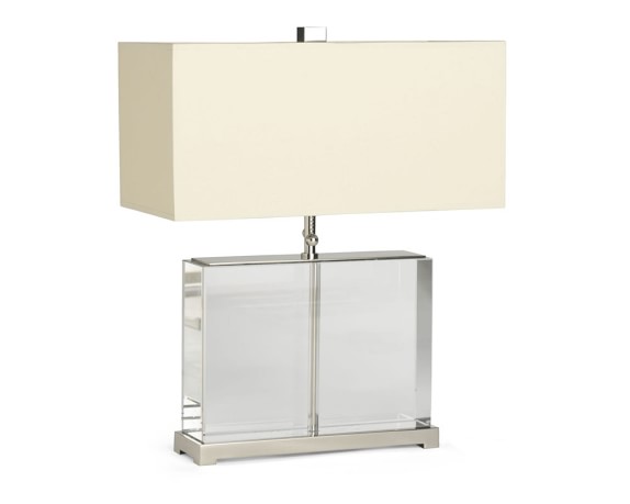 Crystal Block Lamp, Wide, Ivory Shade