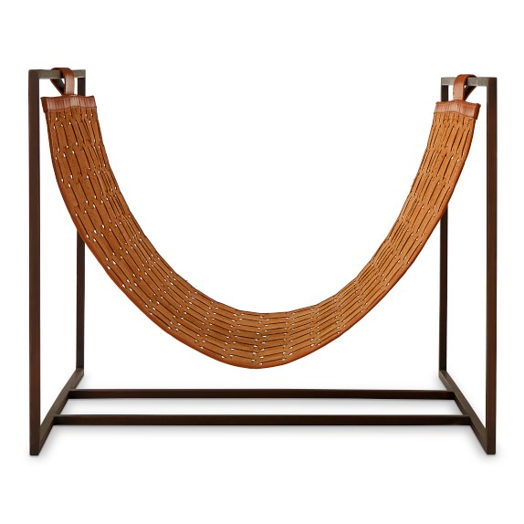 Concord Woven Leather Log Holder, Tan